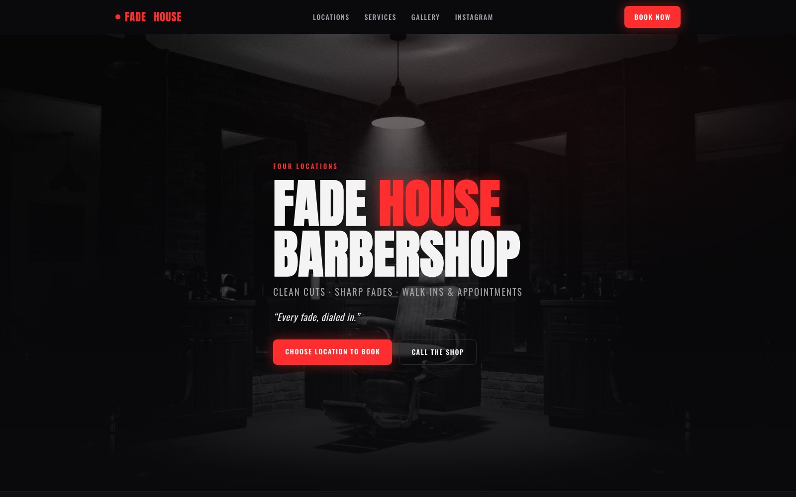 Fade House Barbershop website